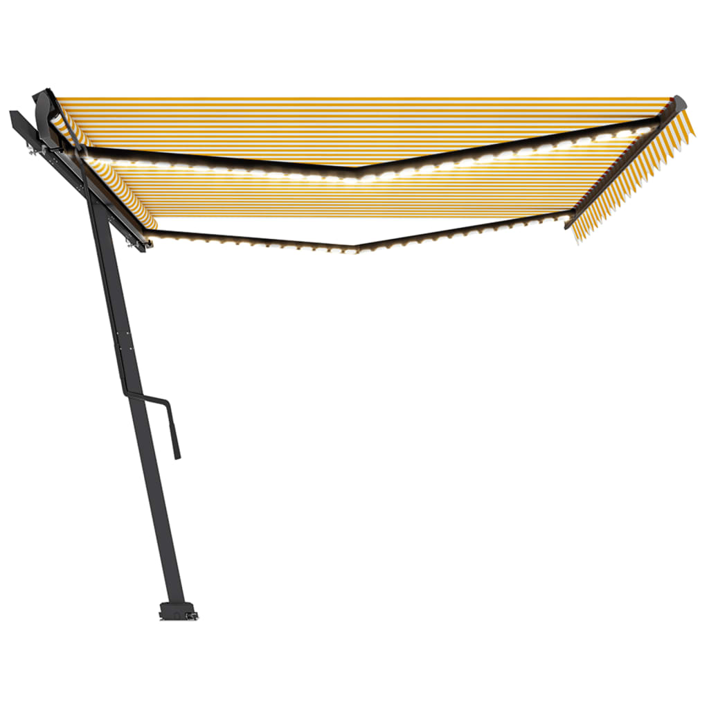 Manual Retractable Awning with LED 500x350 cm Yellow and White