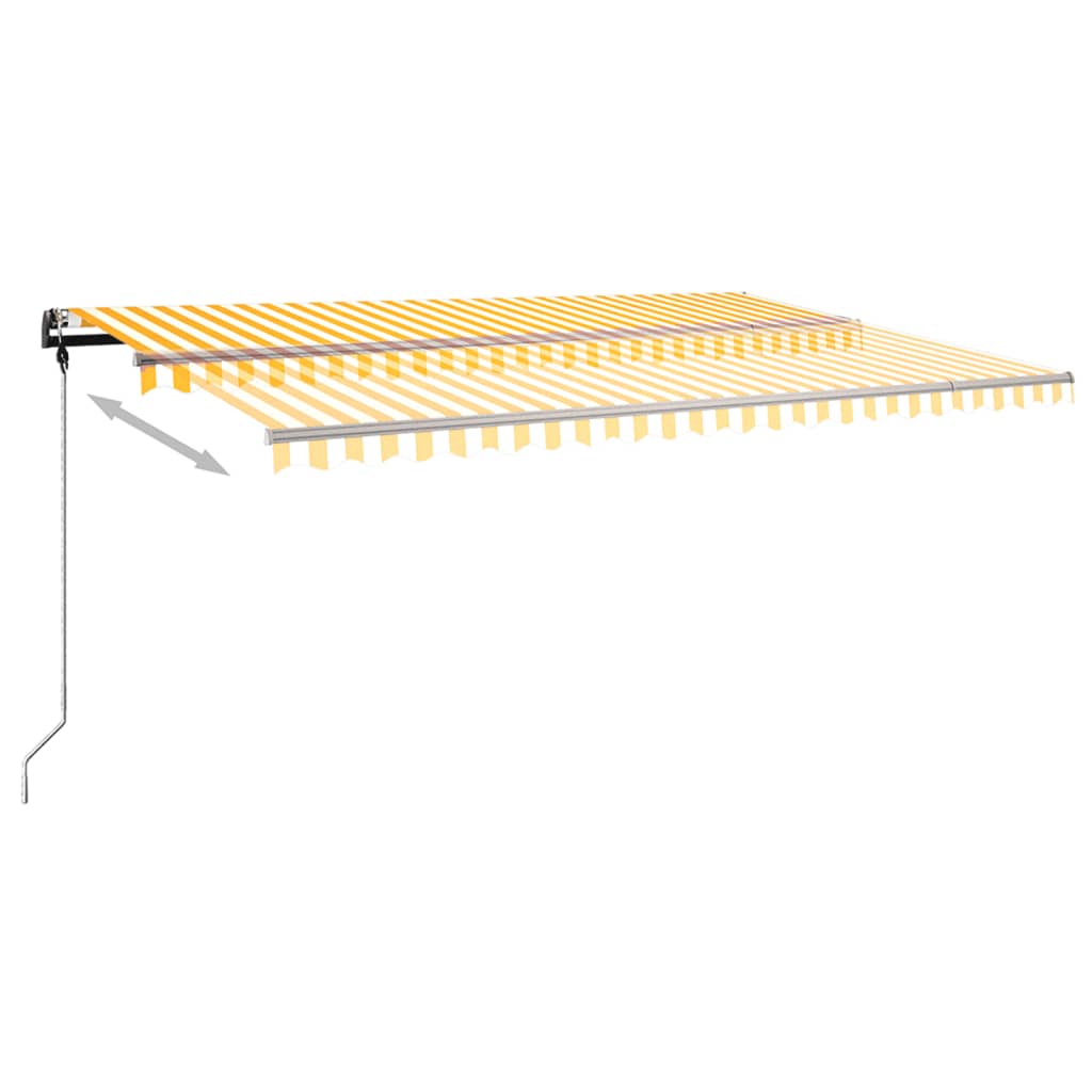 Manual Retractable Awning with LED 500x350 cm Yellow and White