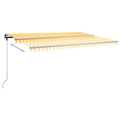 Manual Retractable Awning with LED 500x350 cm Yellow and White