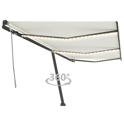 Manual Retractable Awning with LED 600x350 cm Cream