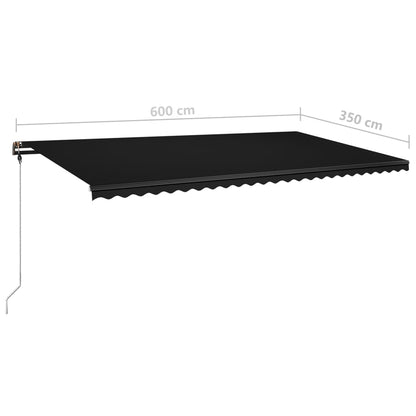 Manual Retractable Awning with LED 600x350 cm Anthracite