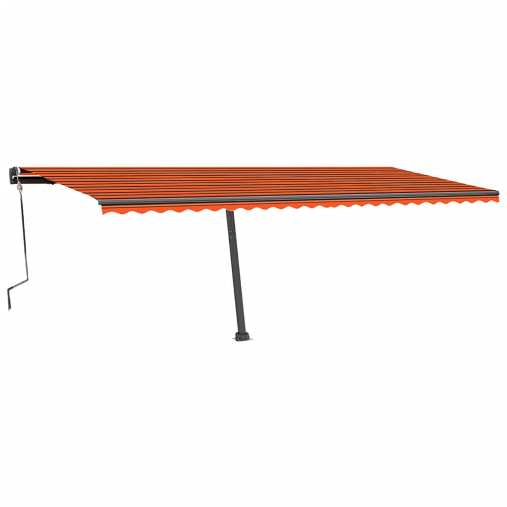 Manual Retractable Awning with LED 600x350 cm Orange and Brown