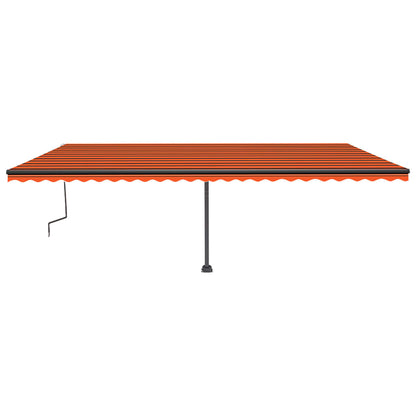 Manual Retractable Awning with LED 600x350 cm Orange and Brown