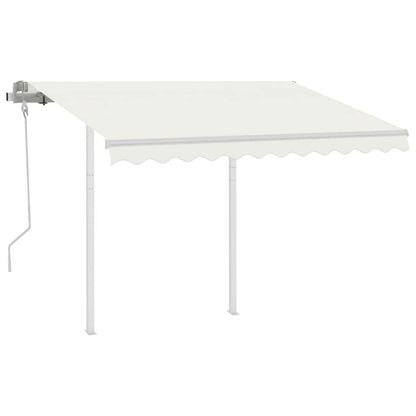 3069897 vidaXL Manual Retractable Awning with Posts 3x2,5 m Cream (313189+46833+315093)