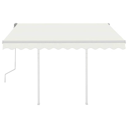 3069897 vidaXL Manual Retractable Awning with Posts 3x2,5 m Cream (313189+46833+315093)