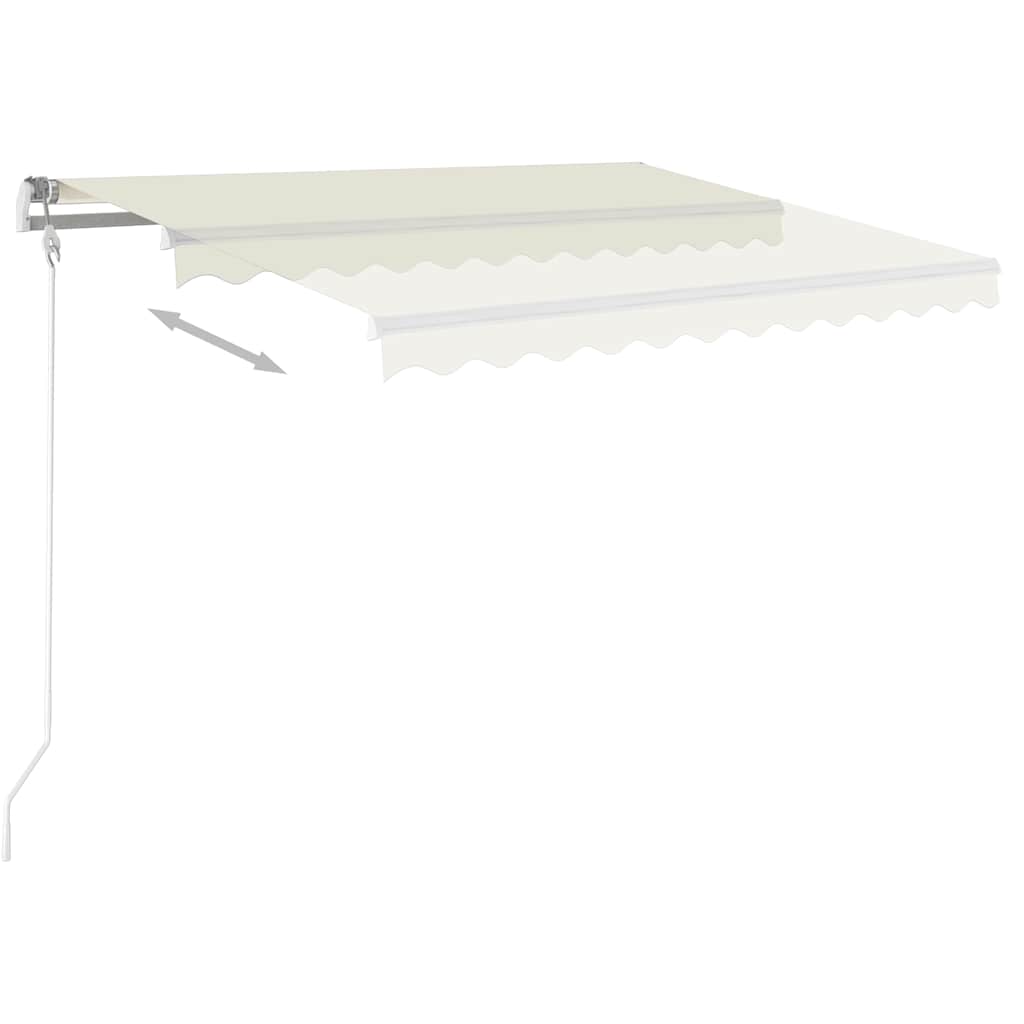 3069897 vidaXL Manual Retractable Awning with Posts 3x2,5 m Cream (313189+46833+315093)