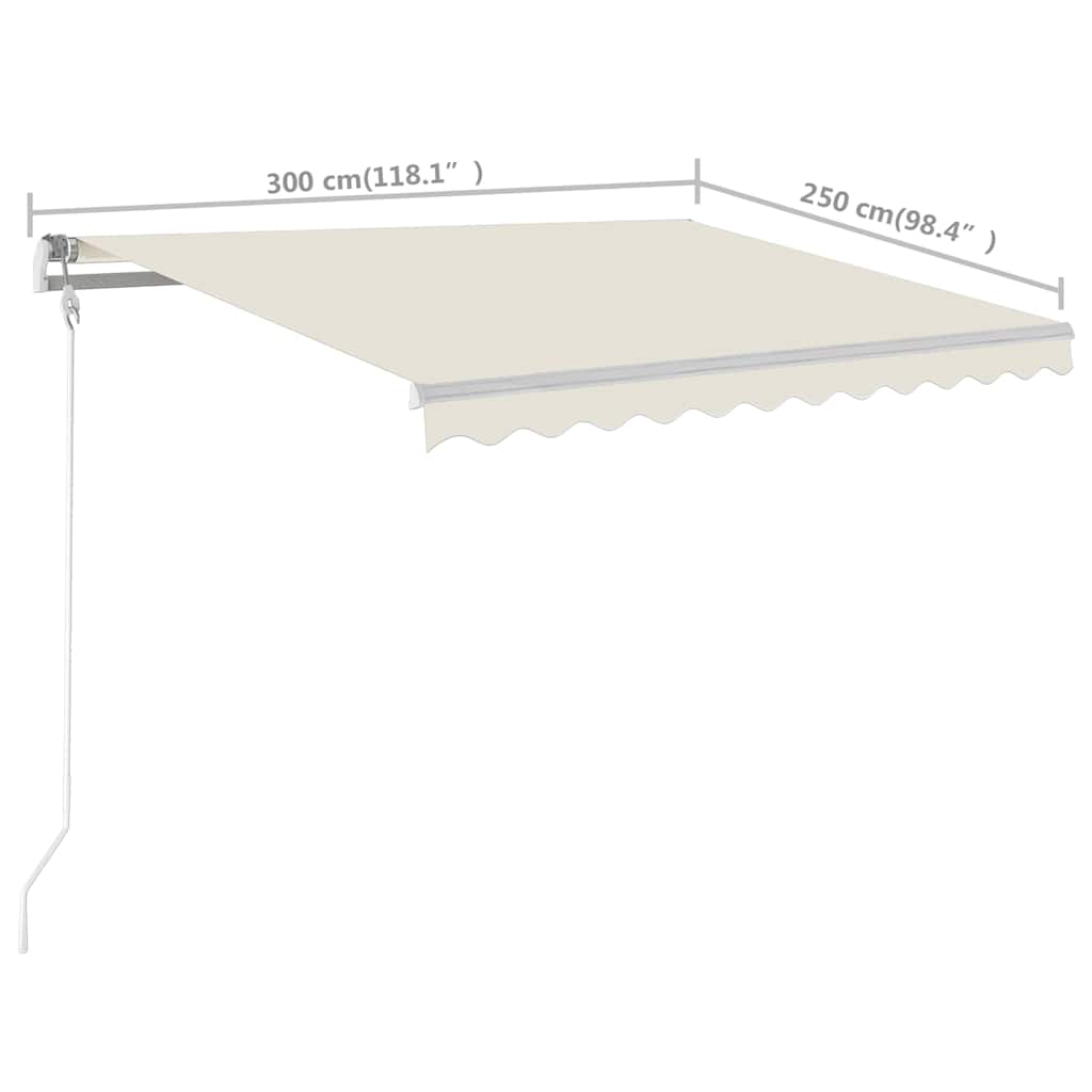 3069897 vidaXL Manual Retractable Awning with Posts 3x2,5 m Cream (313189+46833+315093)