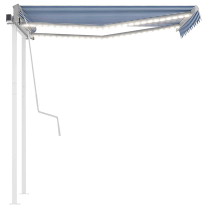 3069901 vidaXL Manual Retractable Awning with LED 3x2,5 m Blue and White (313199+46830+315093)