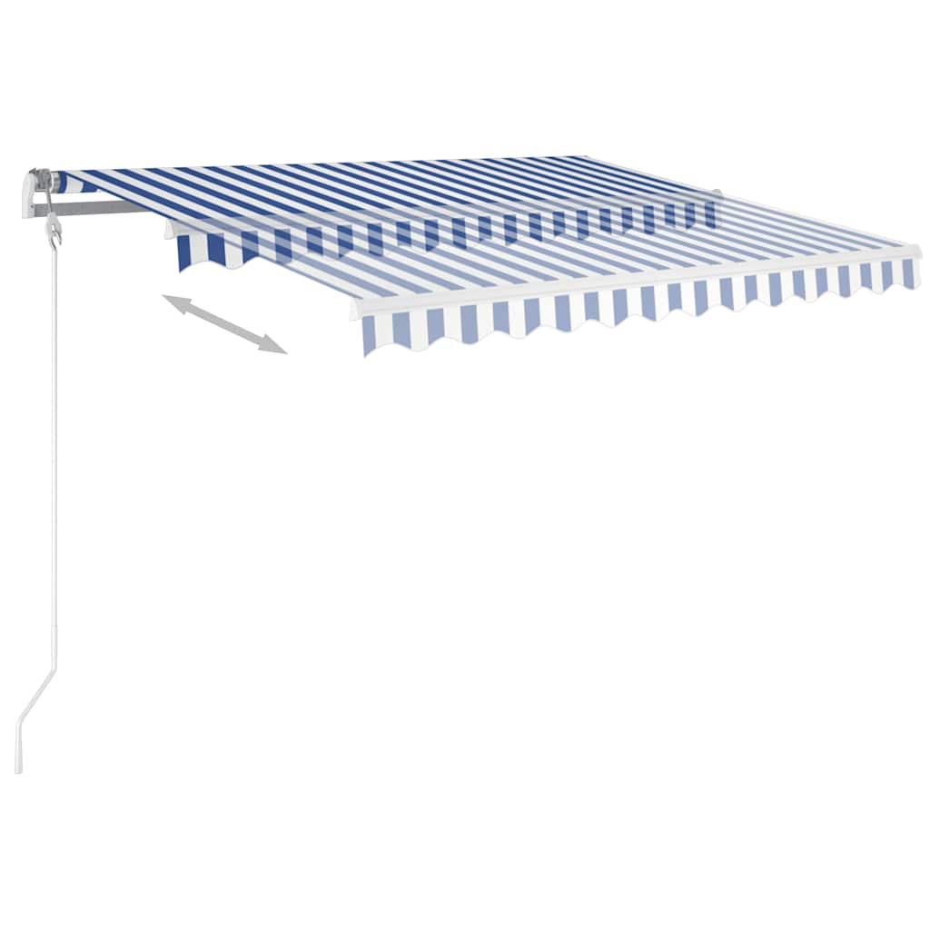 3069901 vidaXL Manual Retractable Awning with LED 3x2,5 m Blue and White (313199+46830+315093)