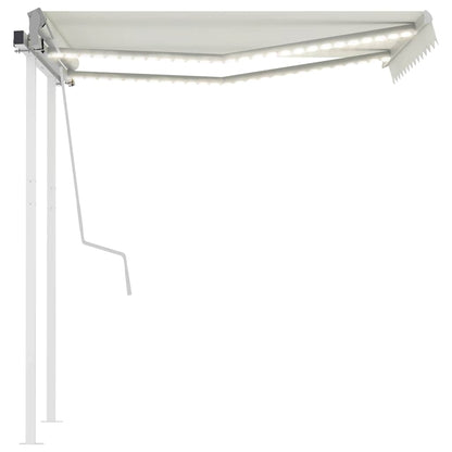 3069902 vidaXL Manual Retractable Awning with LED 3x2,5 m Cream (313199+46833+315093)
