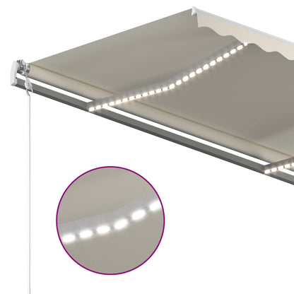 3069902 vidaXL Manual Retractable Awning with LED 3x2,5 m Cream (313199+46833+315093)