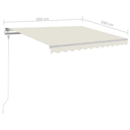 3069902 vidaXL Manual Retractable Awning with LED 3x2,5 m Cream (313199+46833+315093)