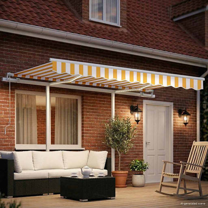 3069903 vidaXL Manual Retractable Awning with LED 3x2,5 m Yellow and White (313199+46836+315093)