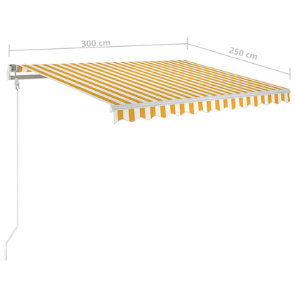 3069903 vidaXL Manual Retractable Awning with LED 3x2,5 m Yellow and White (313199+46836+315093)