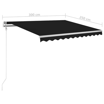 3069904 vidaXL Manual Retractable Awning with LED 3x2,5 m Anthracite (313199+46839+315093)