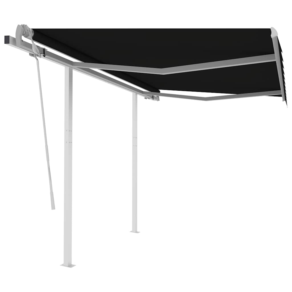 3069919 vidaXL Manual Retractable Awning with Posts 3,5x2,5 m Anthracite (313190+46848+315093)
