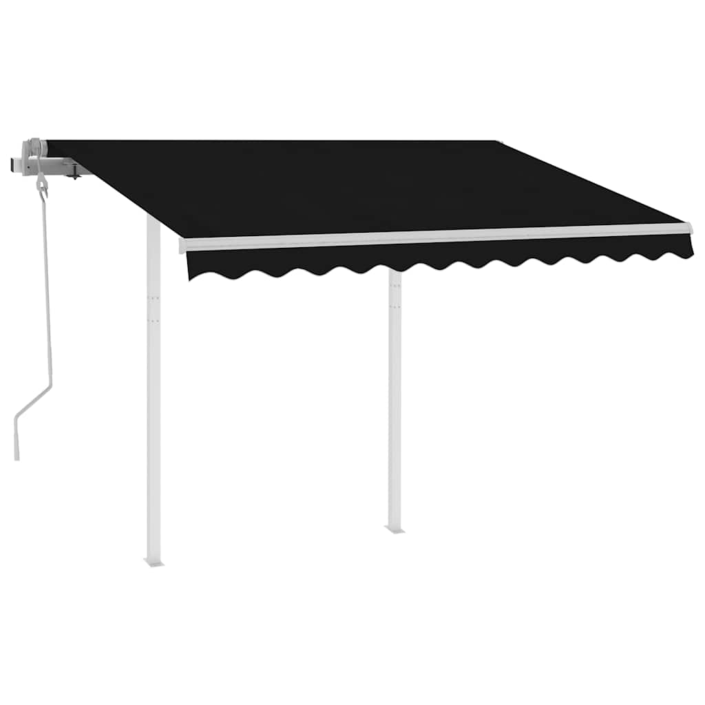 3069919 vidaXL Manual Retractable Awning with Posts 3,5x2,5 m Anthracite (313190+46848+315093)