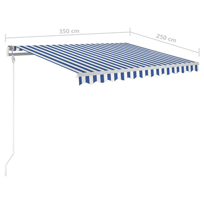3069921 vidaXL Manual Retractable Awning with LED 3,5x2,5 m Blue and White (313200+46845+315093)