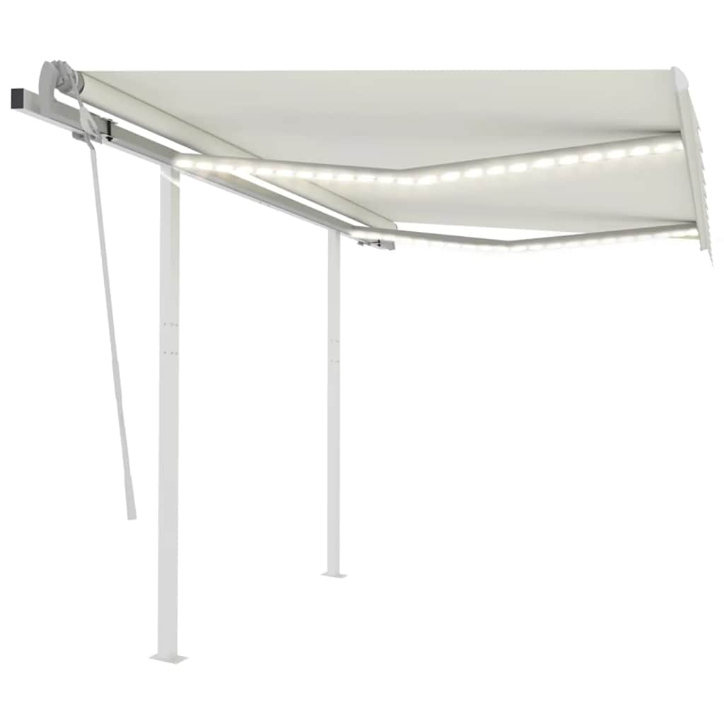 3069922 vidaXL Manual Retractable Awning with LED 3,5x2,5 m Cream (313200+313167+315093)