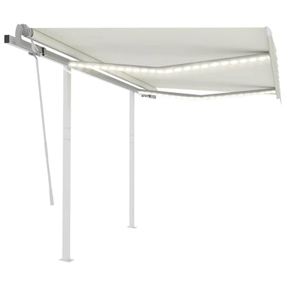 3069922 vidaXL Manual Retractable Awning with LED 3,5x2,5 m Cream (313200+313167+315093)