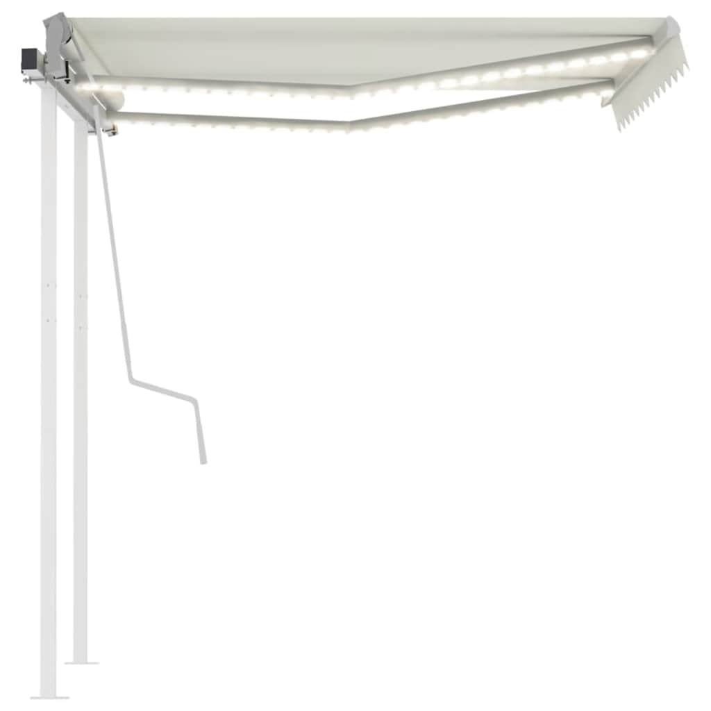 3069922 vidaXL Manual Retractable Awning with LED 3,5x2,5 m Cream (313200+313167+315093)