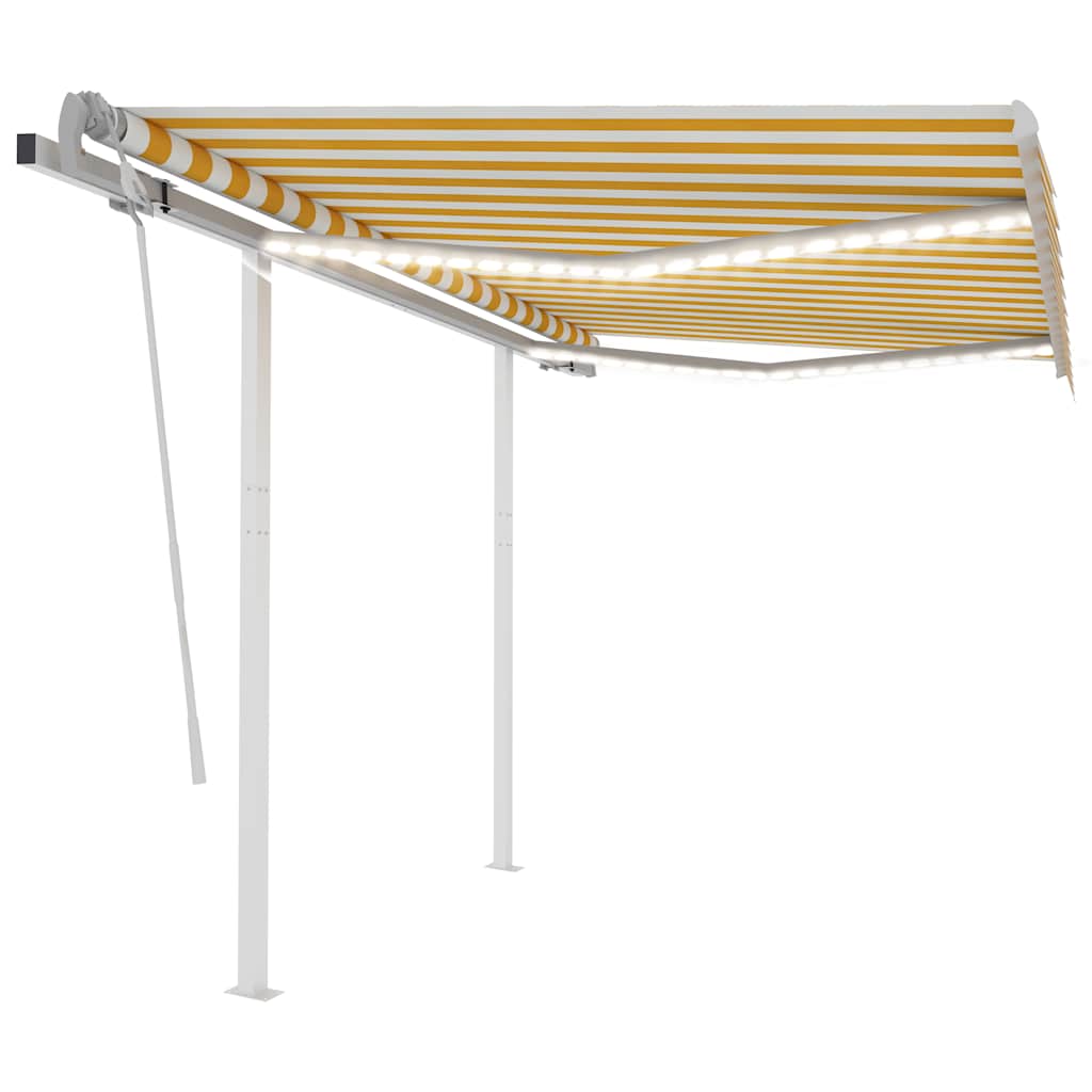 3069923 vidaXL Manual Retractable Awning with LED 3,5x2,5 m Yellow and White (313200+313174+315093)