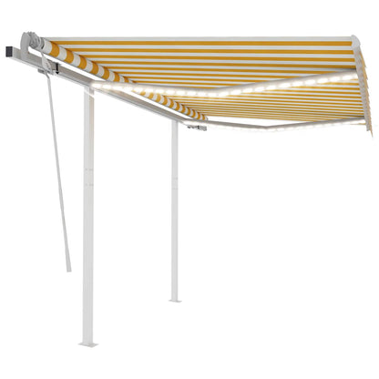 3069923 vidaXL Manual Retractable Awning with LED 3,5x2,5 m Yellow and White (313200+313174+315093)