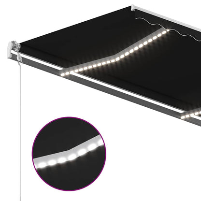 3069924 vidaXL Manual Retractable Awning with LED 3,5x2,5 m Anthracite (313200+46848+315093)