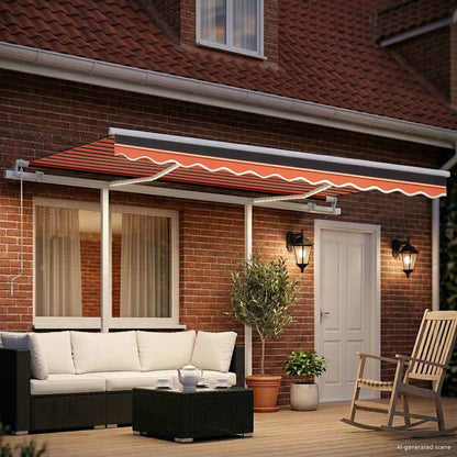 3069925 vidaXL Manual Retractable Awning with LED 3,5x2,5 m Orange and Brown (313200+46860+315093)