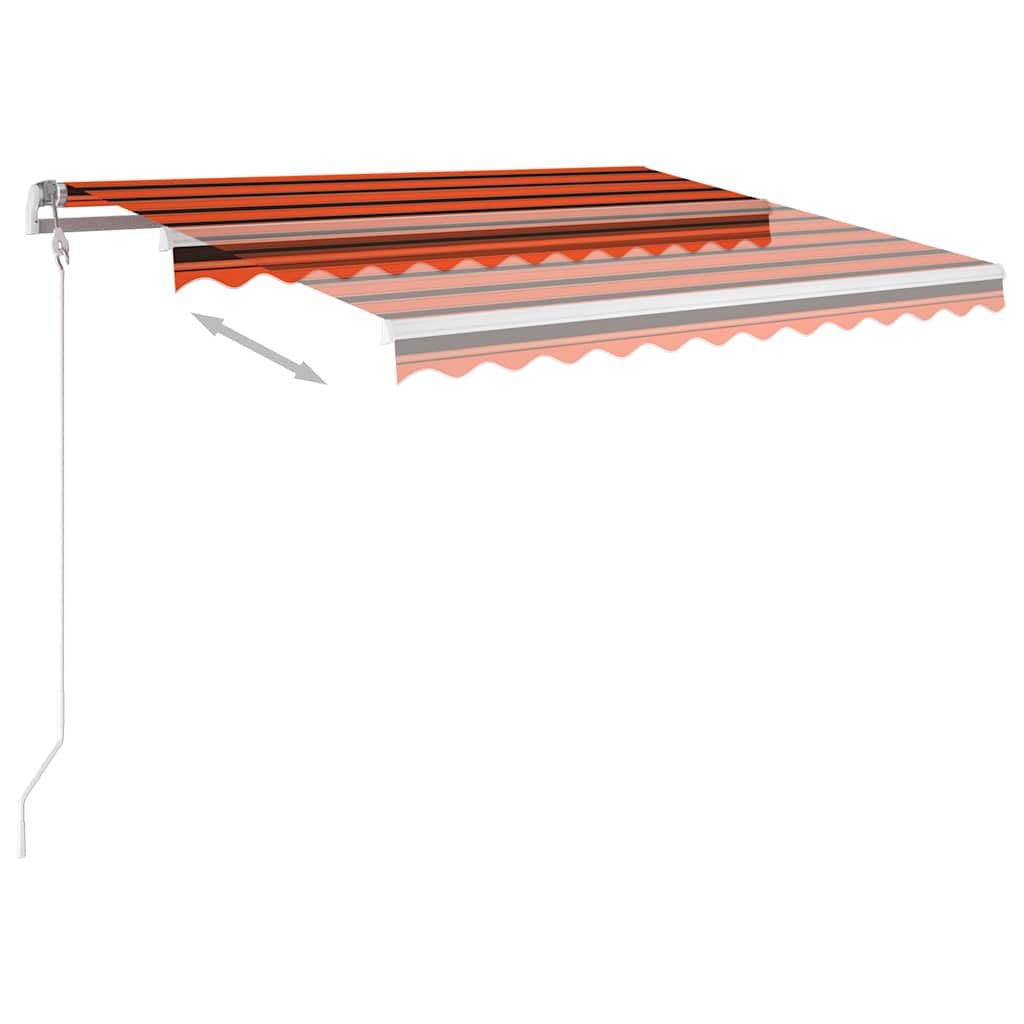3069925 vidaXL Manual Retractable Awning with LED 3,5x2,5 m Orange and Brown (313200+46860+315093)