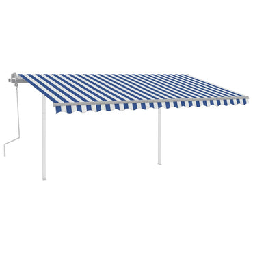 Manual Retractable Awning with LED 4x3 m Blue and White