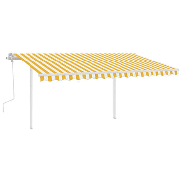 Manual Retractable Awning with LED 4x3 m Yellow and White