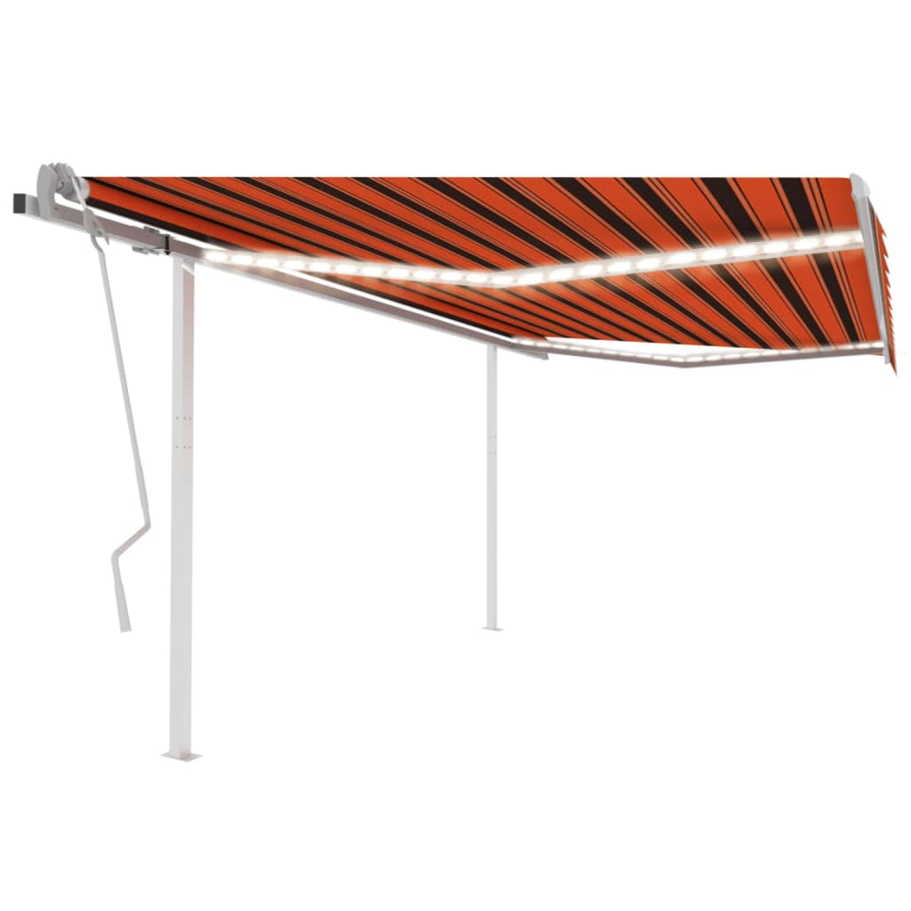 Manual Retractable Awning with LED 4x3 m Orange and Brown