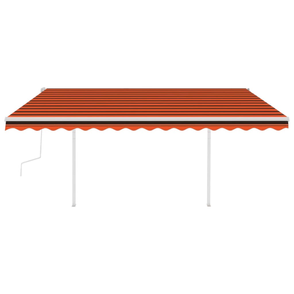 Manual Retractable Awning with LED 4x3 m Orange and Brown