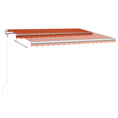 Manual Retractable Awning with LED 4x3 m Orange and Brown