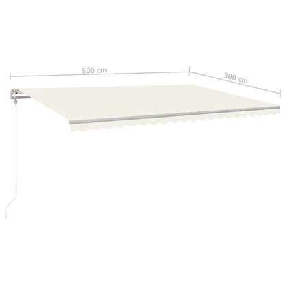 Manual Retractable Awning with LED 5x3 m Cream