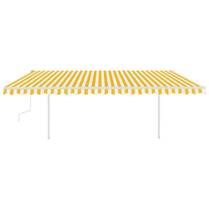 Manual Retractable Awning with LED 5x3 m Yellow and White