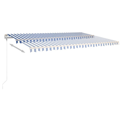 Manual Retractable Awning with LED 5x3.5 m Blue and White