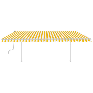 Manual Retractable Awning with LED 5x3.5 m Yellow and White