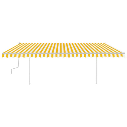 Manual Retractable Awning with LED 5x3.5 m Yellow and White