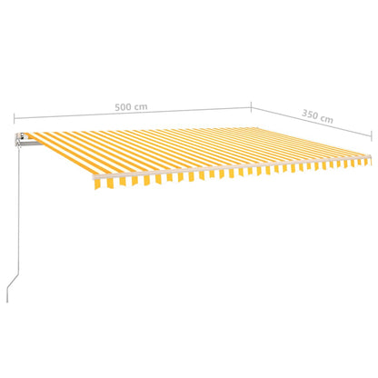 Manual Retractable Awning with LED 5x3.5 m Yellow and White