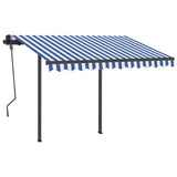 Manual Retractable Awning with Posts 3x2.5 m Blue and White