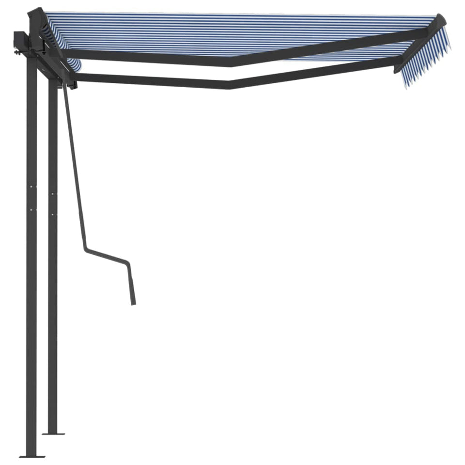 Manual Retractable Awning with Posts 3x2.5 m Blue and White