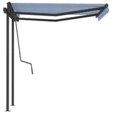 Manual Retractable Awning with Posts 3x2.5 m Blue and White