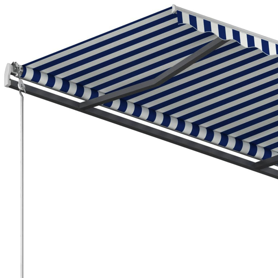 Manual Retractable Awning with Posts 3x2.5 m Blue and White