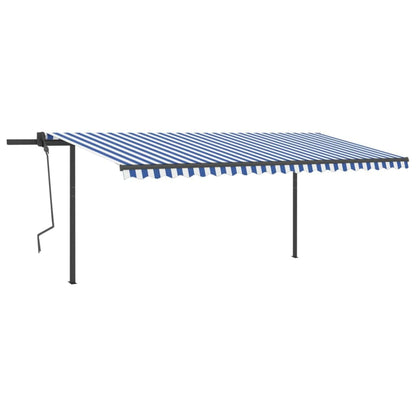 Manual Retractable Awning with LED 5x3 m Blue and White