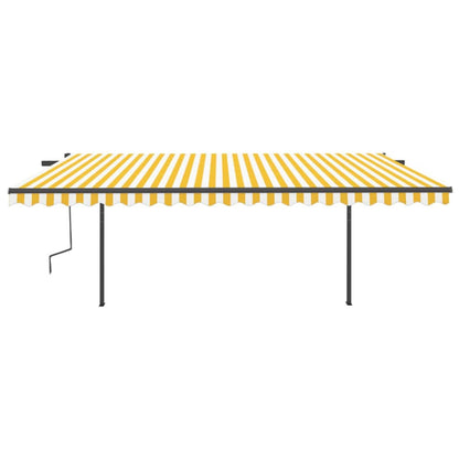 Manual Retractable Awning with LED 5x3 m Yellow and White