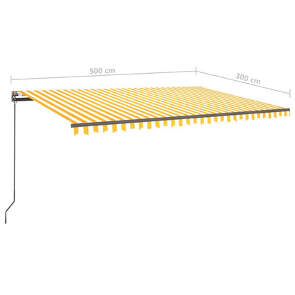 Manual Retractable Awning with LED 5x3 m Yellow and White