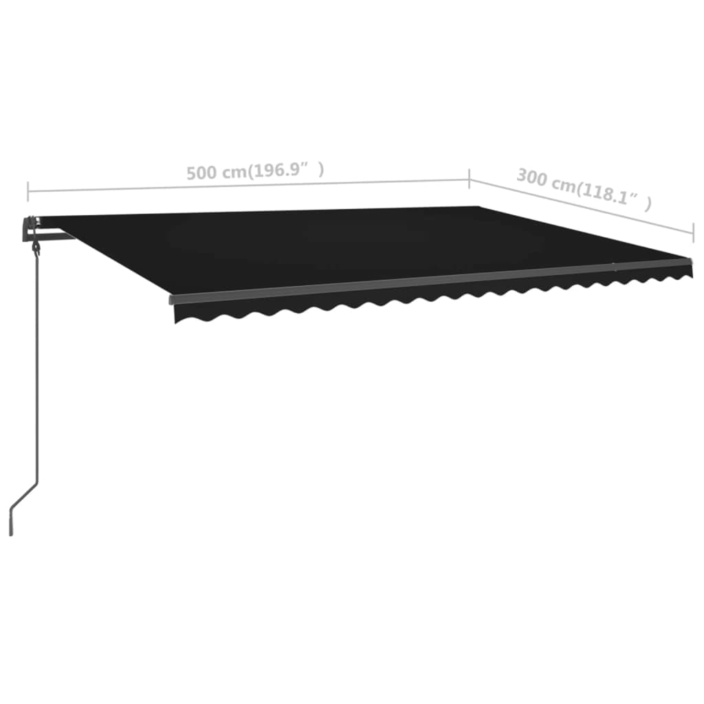 Manual Retractable Awning with LED 5x3 m Anthracite