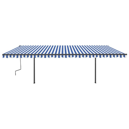 Manual Retractable Awning with LED 6x3 m Blue and White